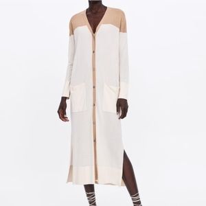 Zara long color block cardigan